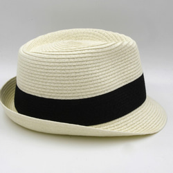 【紙布家】雙色紳士帽（白色）紙線編織 第6張的照片