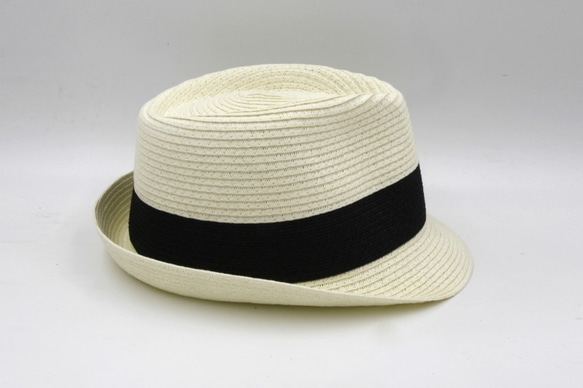 【紙布家】雙色紳士帽（白色）紙線編織 第6張的照片