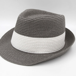 【紙布家】雙色紳士帽（灰色）紙線編織 第1張的照片