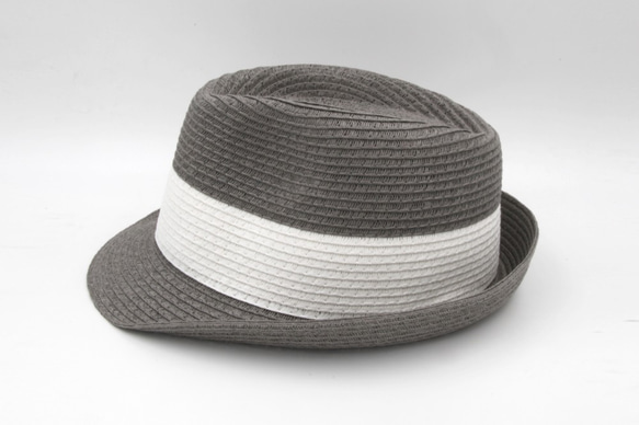 【紙布家】雙色紳士帽（灰色）紙線編織 第6張的照片
