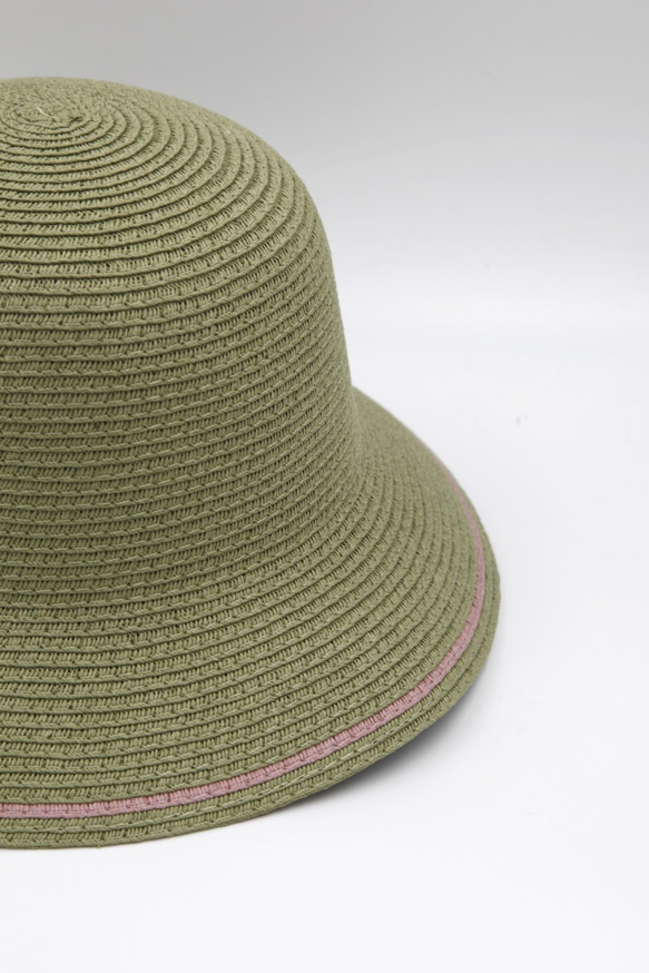 【紙布家】雙色漁夫帽（軍綠色）紙線編織 第2張的照片