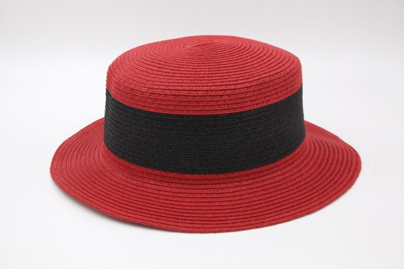 【紙布家】雙色小禮帽(紅色)紙線編織 第2張的照片