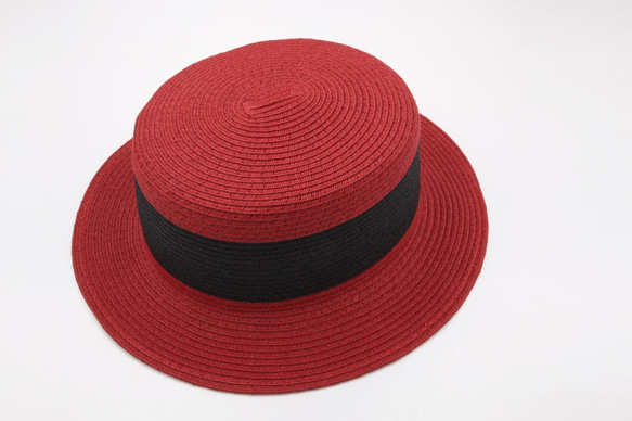 【紙布家】雙色小禮帽(紅色)紙線編織 第3張的照片