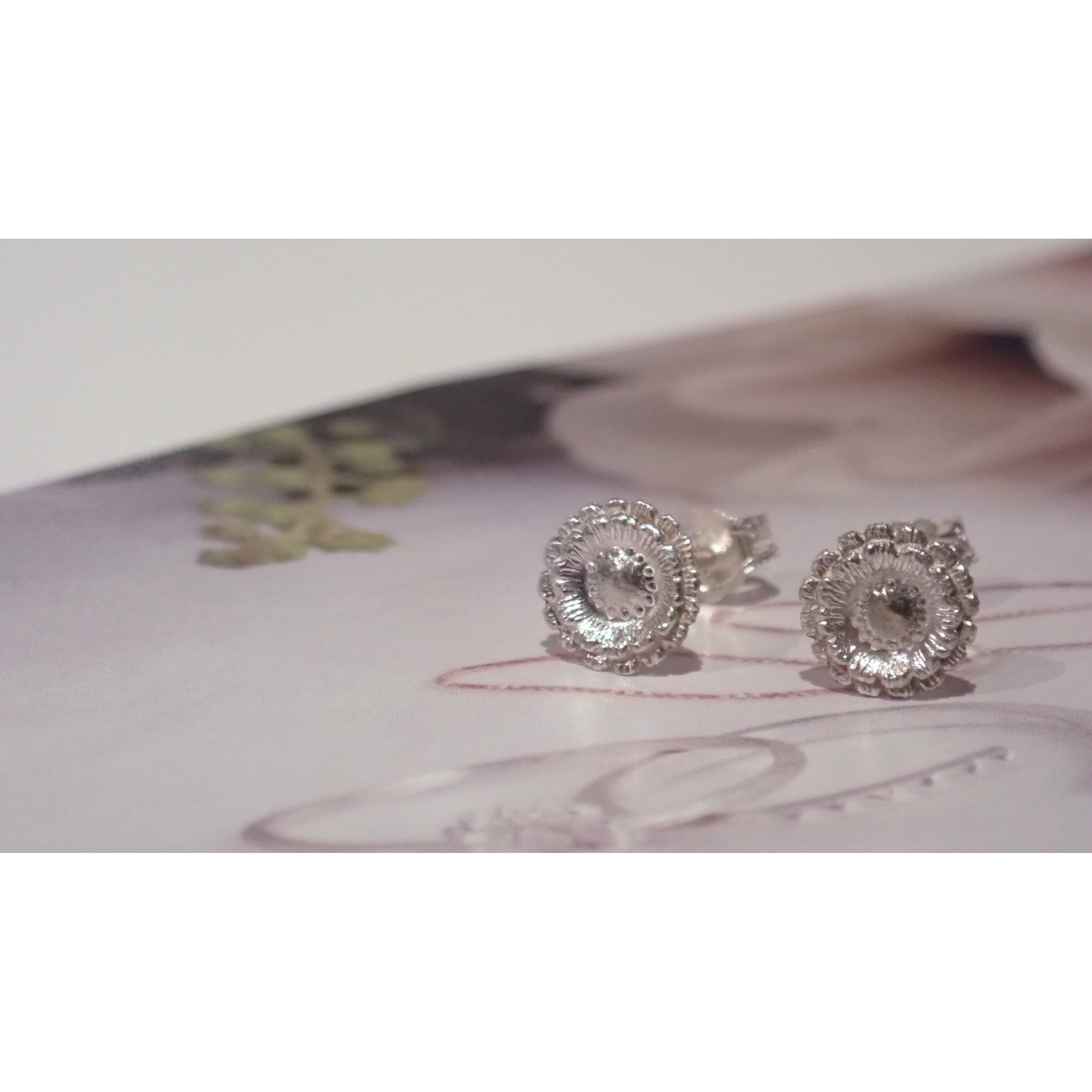 Gerbera Silver Studs Earrings