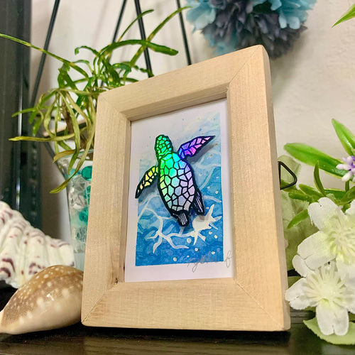 七色のウミガメの赤ちゃん✴︎沖縄の海Series その他アート ®️Create