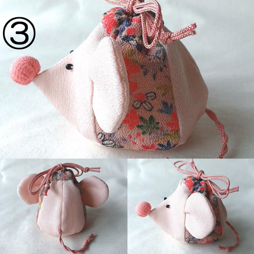 正絹ちりめん細工手作りキット ねずみ袋 キット ちりめんはや