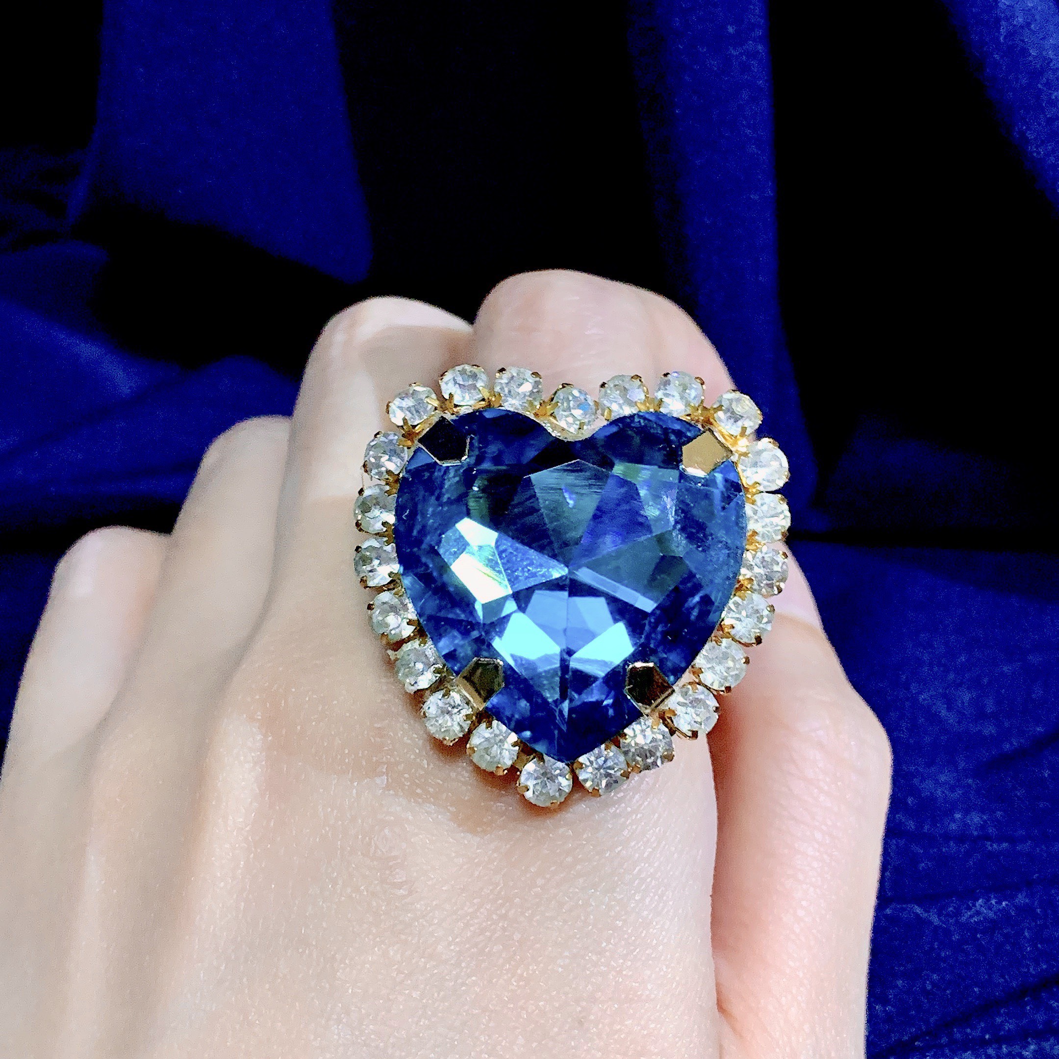 B*ー様 バカラ　リング　ブルー　ハート　15号 バカラ リング ブルー ハート 15号