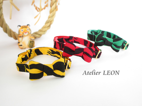どどんと！トラ柄リボン＊猫ちゃん首輪 リード・首輪 Atelier LEON