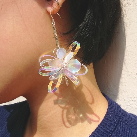 <極光系列珍珠款>單邊造型手工設計樹脂耳環earring/accessories(聖誕限時特價9折!至12/25!) 第7張的照片