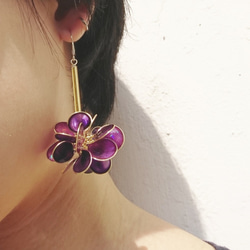 <Violet>單邊造型手工設計樹脂耳環/垂吊款/earring/accessories 第5張的照片