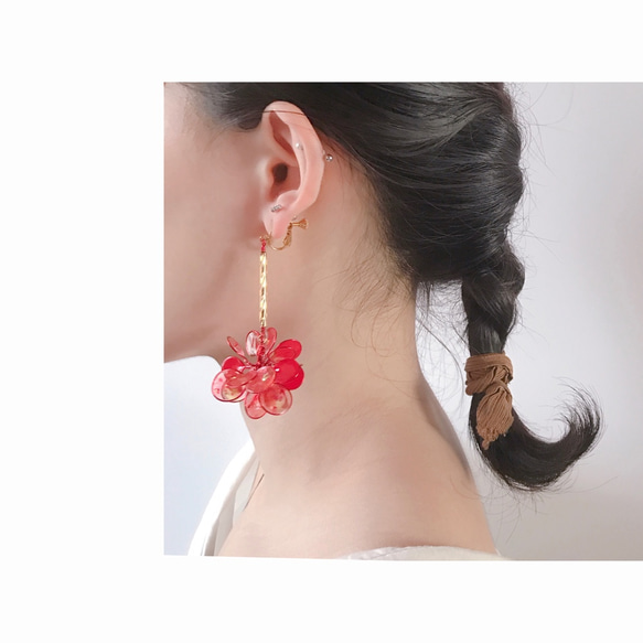 <煙花>單邊造型手工設計樹脂耳環/垂吊款/earring/accessories 第8張的照片