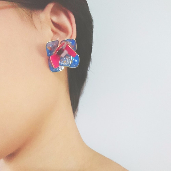 <蘭花小姐>造型手工設計樹脂耳環/耳釘款/earring/accessories 第5張的照片