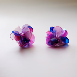 <繡球花.pony紫款>造型手工設計樹脂耳環/earring/accessories 第2張的照片