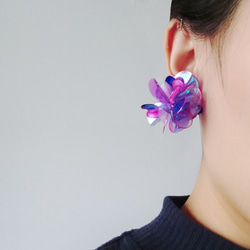 <繡球花.pony紫款>造型手工設計樹脂耳環/earring/accessories 第5張的照片