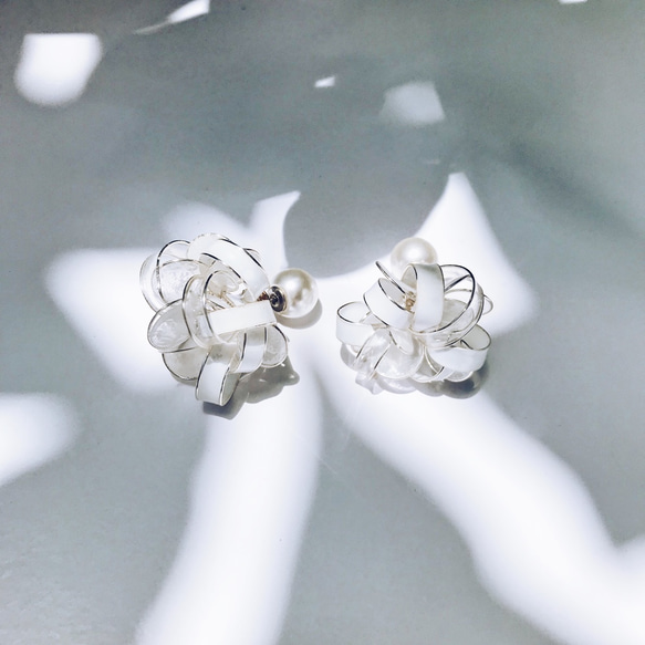 <雪>造型手工設計樹脂耳環/耳釘款/earring/accessories 第3張的照片