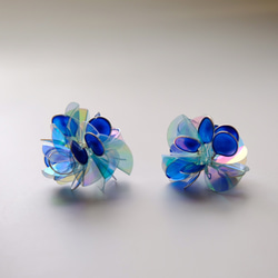 <繡球花.藍款>造型手工設計樹脂耳環/earring/accessories 第3張的照片