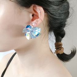 <繡球花.藍款>造型手工設計樹脂耳環/earring/accessories 第7張的照片