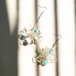 <極光系列珍珠款-藍紫款> “單邊” 造型手工設計樹脂耳環/垂吊款/earring/accessories 第7張的照片
