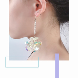 <極光系列珍珠款-藍紫款> “單邊” 造型手工設計樹脂耳環/垂吊款/earring/accessories 第10張的照片