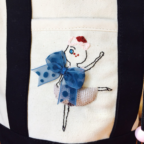 2wayキッズリュック〈バレエを踊る女の子刺繍〉 2枚目の画像