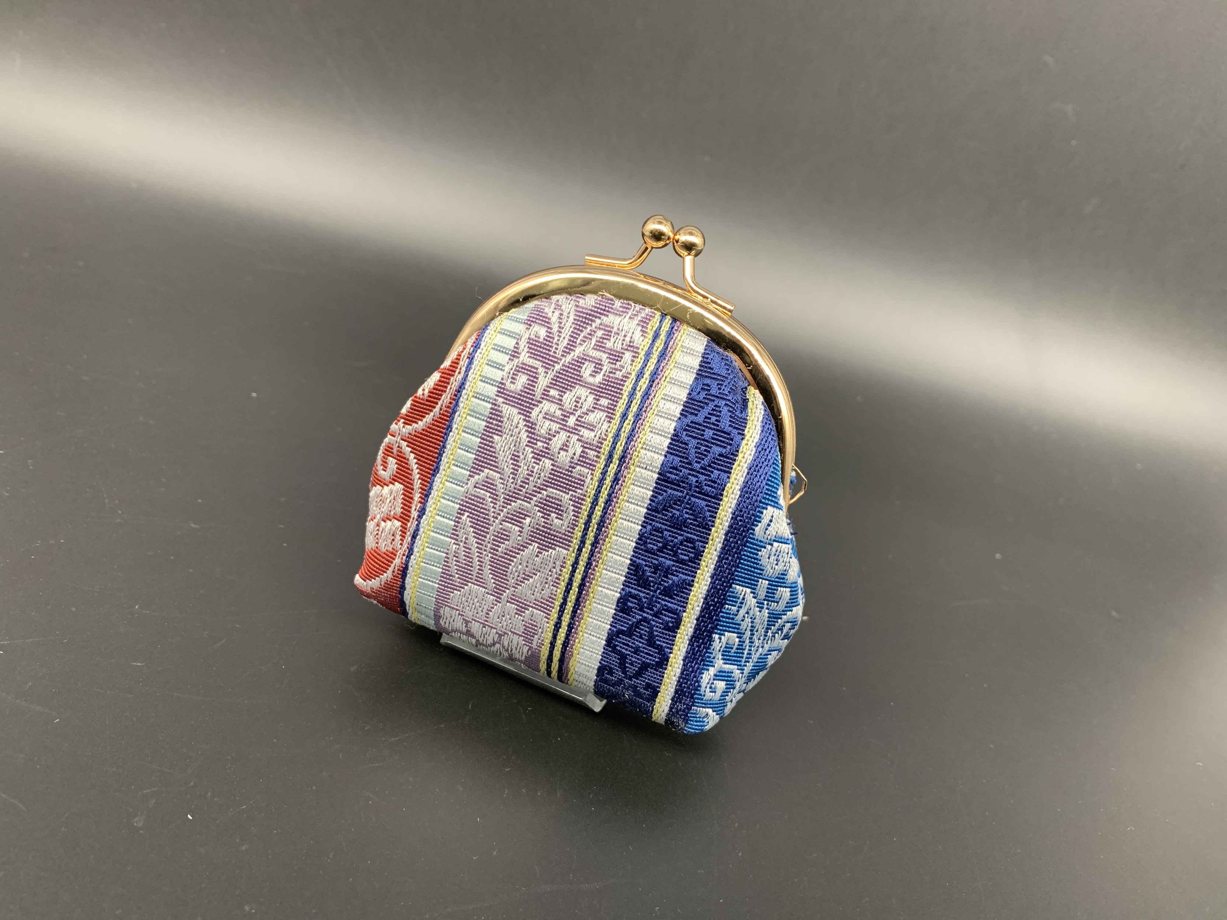 本場筑前博多織ガマ口3 小物入れ 唐草模様 小袋帯生地 口金包