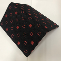 博多織オリジナルスマホカバー11 八寸なごや帯 高級生地 スクエアチェック 黒赤 3枚目の画像