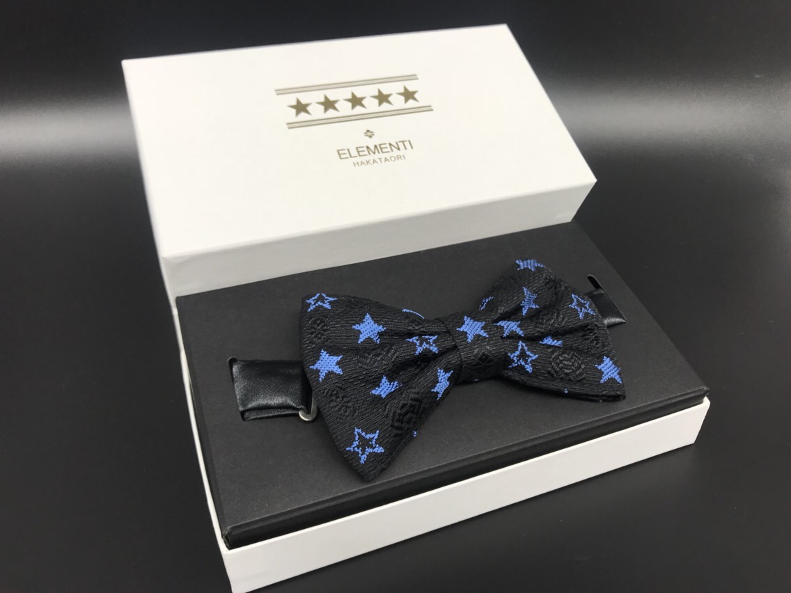 博多織オリジナル蝶ネクタイ 星柄&献上柄 ブランドカラー 紺 フォーマル/カジュアル 結婚式　パーティー
