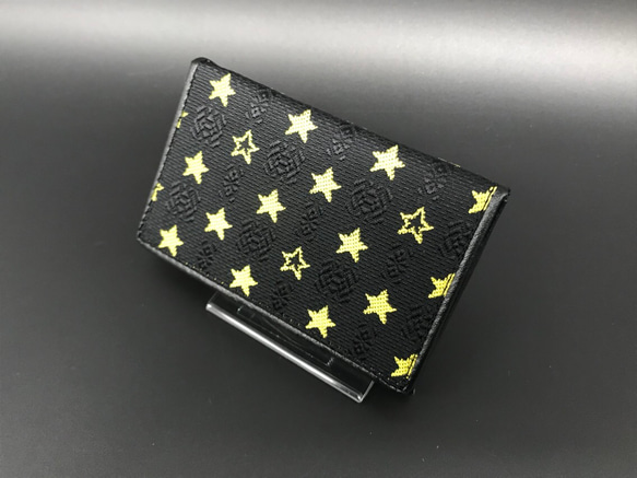 博多織オリジナル献上柄&星柄コラボ名刺入れ 黄色 ブランドカラー5色
