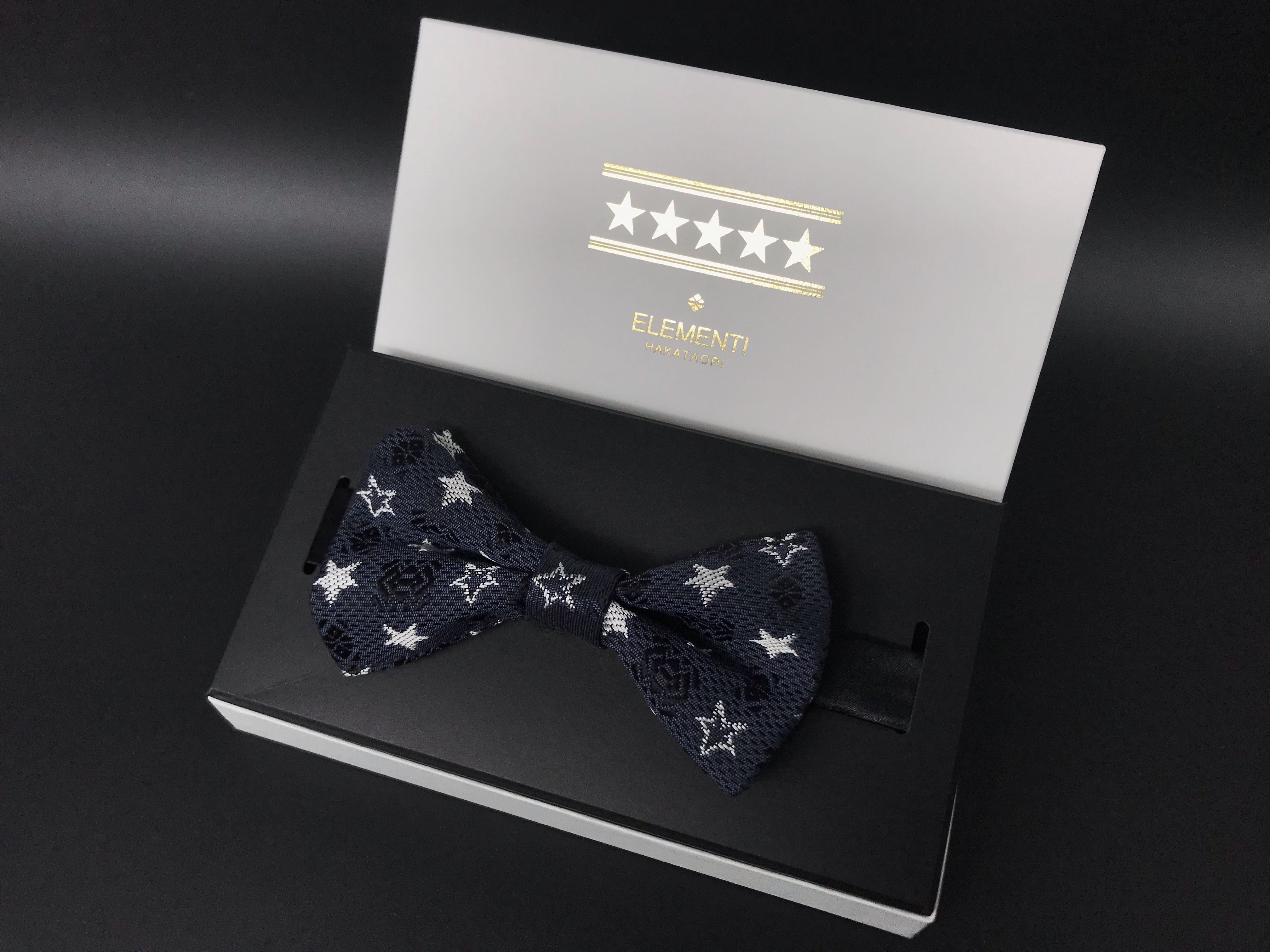 博多織星柄献上オリジナル蝶ネクタイ フォーマル/カジュアル 結婚式　パーティー bowtie 紺グレー おしゃれ