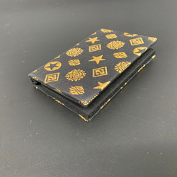 博多織献上柄モノグラム柄コラボBOX型名刺入れ 金、銀糸使用 高級感 黒ゴールド 4枚目の画像