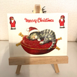 送料込み　受注作成　ねこちゃんクリスマスパネル ねこクリスマスボード 猫インテリアボード　ネコインテリアパネル 1枚目の画像