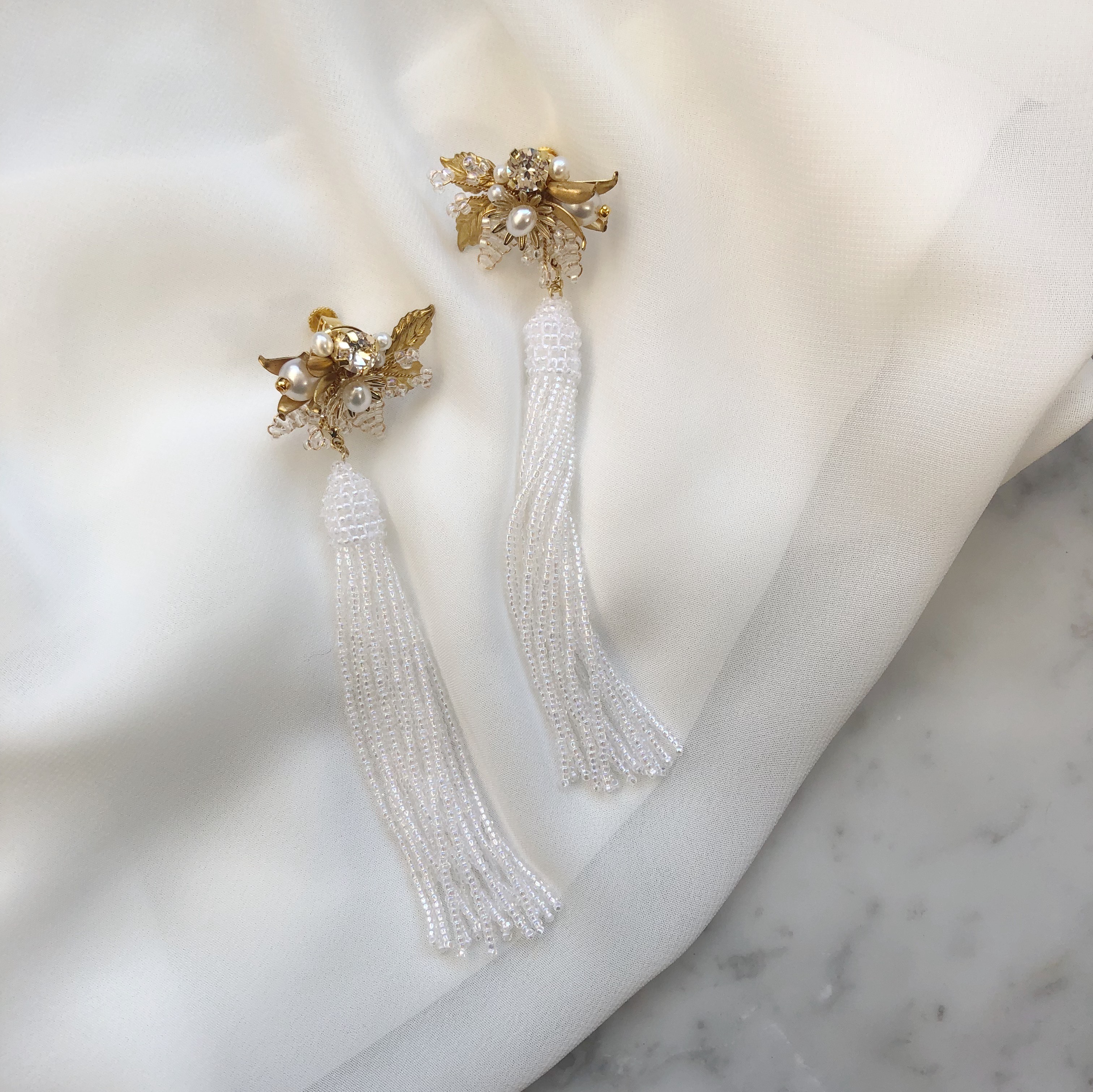 Lily -clear beads tassels イヤリング-