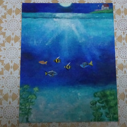 魚と夜の海(原画)《送料無料》 絵画 kuroneko1980 通販 4676274