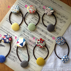 K様オーダー品＞リバティくるみボタンゴム大小（C,D,F） ヘアゴム