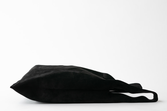 スエードレザーエコバッグ｜ブラック 4枚目の画像