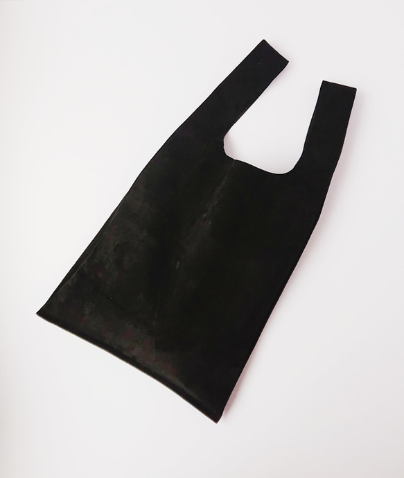 スエードレザーエコバッグ｜ブラック 6枚目の画像