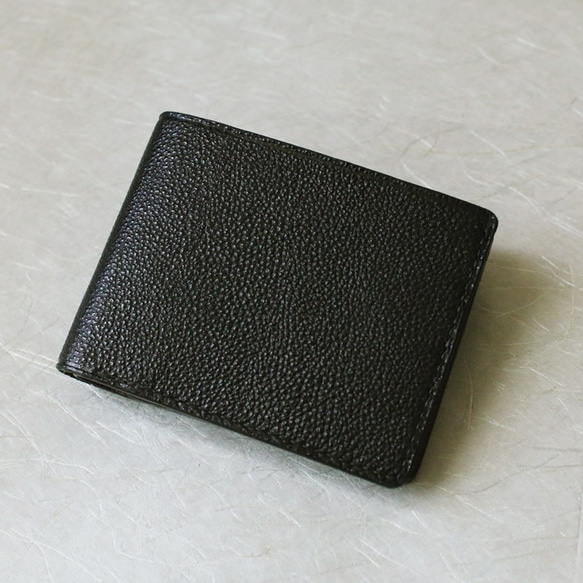 手縫い】黒桟革 ハーフウォレット その他ミニ財布・コンパクト