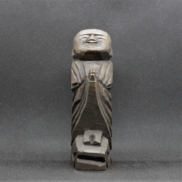 祈り(自刻像)（16cm クス材 着色 jk0711）仏像 円空仏 摸刻 木彫 1枚目の画像