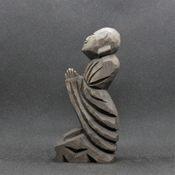 祈り(自刻像)（16cm クス材 着色 jk0711）仏像 円空仏 摸刻 木彫 5枚目の画像
