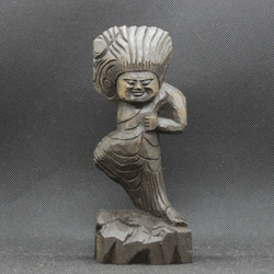 蔵王権現（16cm クス材 着色 zg0826）仏像 円空仏 摸刻 木彫 彫刻 円空