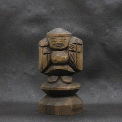 大黒天（14cm クス材 着色 yd1615）仏像 円空仏 摸刻 木彫 彫刻 円空