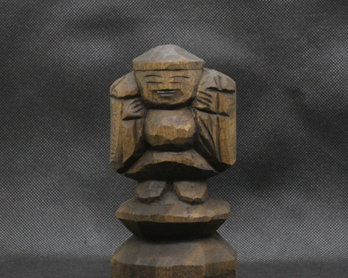 大黒天（14cm クス材 着色 yd1615）仏像 円空仏 摸刻 木彫 彫刻