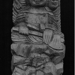 予約制作：両面宿儺（30cm クス材 着色 ）仏像 円空仏 摸刻 木彫 彫刻