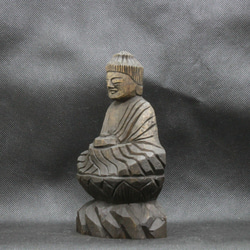 薬師三尊(14/15/15cm 着色 yn3zon1601) 仏像 円空仏 摸刻 木彫 4枚目の画像