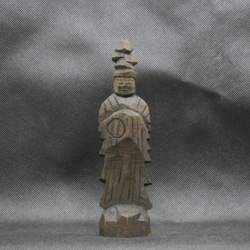 薬師三尊(14/15/15cm 着色 yn3zon1601) 仏像 円空仏 摸刻 木彫 5枚目の画像