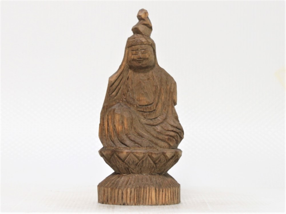9 センチメートル木製仏観音像木製 Bouddha 手彫りクラフト観音
