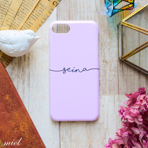 名入れ可能♩シンプル 薄ピンク オリジナルスマホケース ハンドメイド  