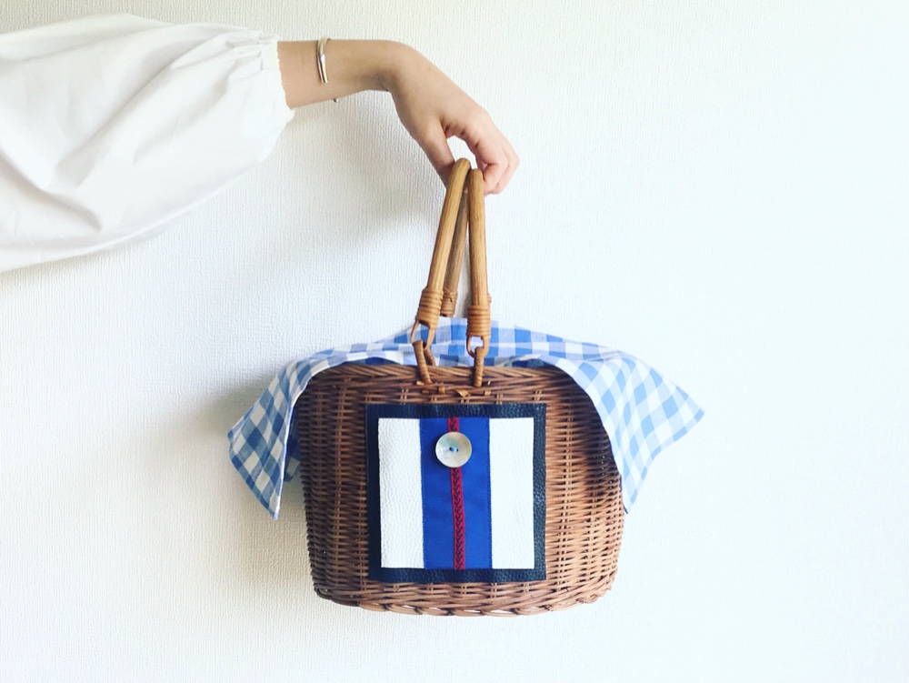 【M&M'S】フェイクレザー×シェルボタンかごバッグ new