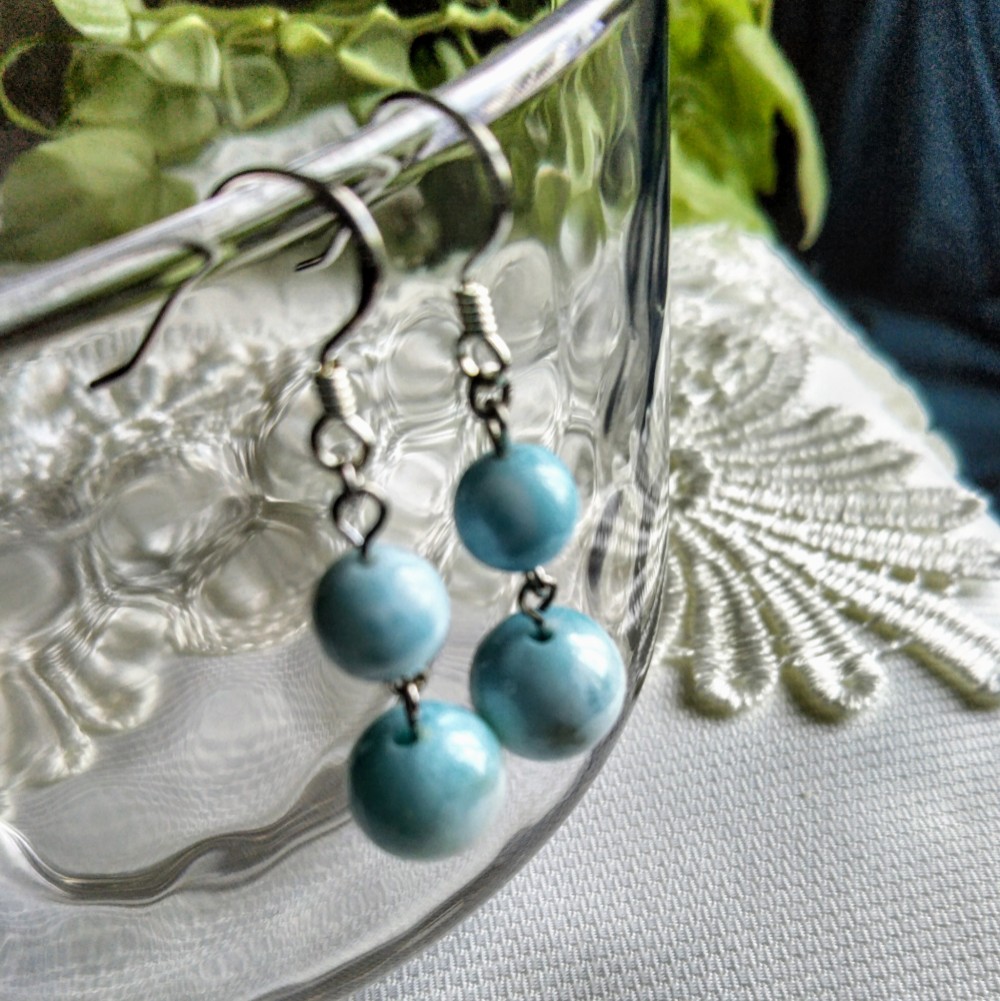 ラリマーシルバーピアス