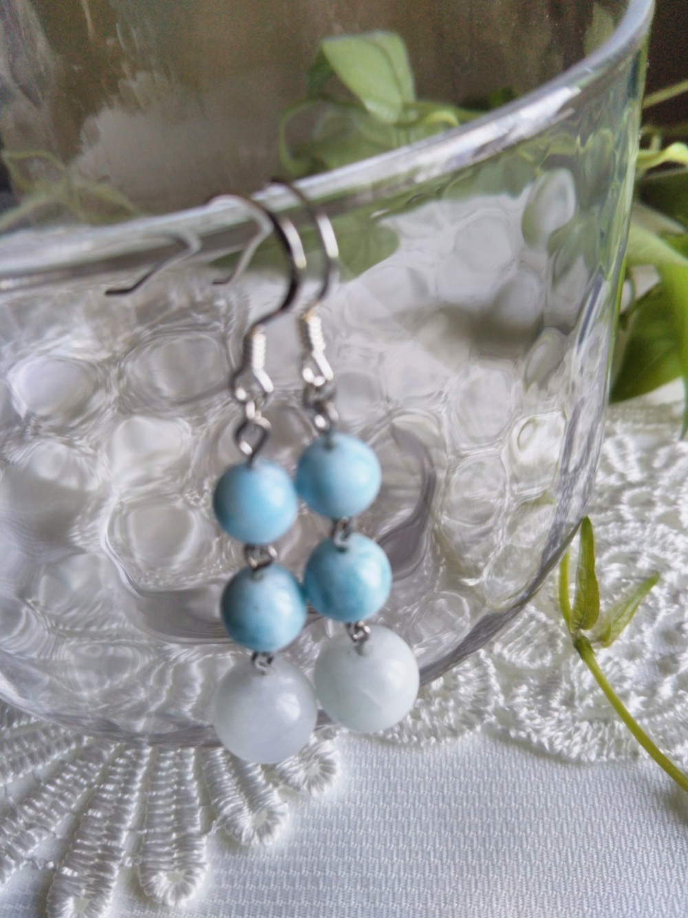 イヤリング/ピアス　ブルー　天然石　アイスラリマー　 シルバー　レディースブランド